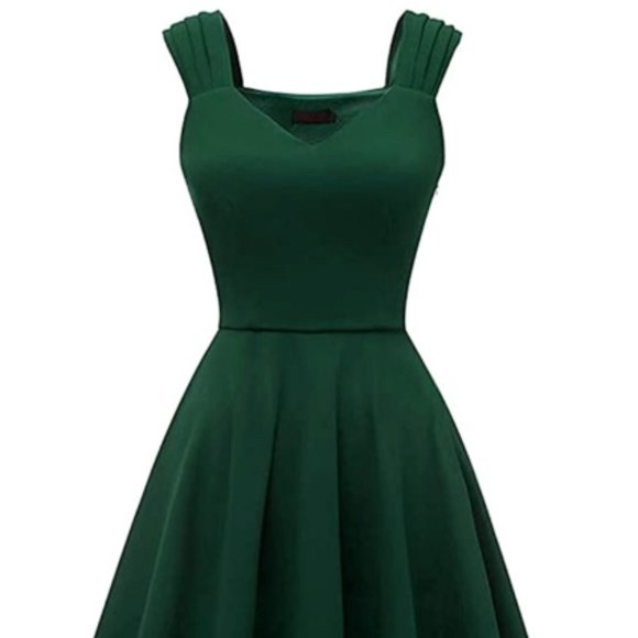 DRESS TELLS Dresses & Skirts - DRESSTELLS Women Cocktail Dress, V Neck A-Line Sleeveless, Size Small Dark Green